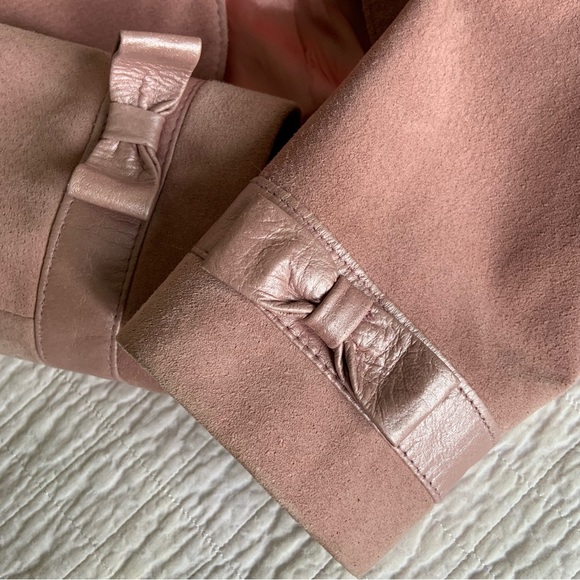 PINK SUEDE CROPPED JACKET / DANIER XS - Picture 6 of 9